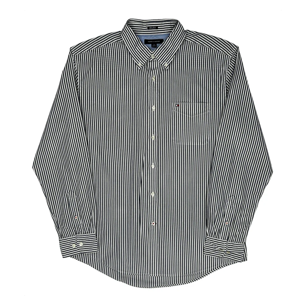 Tommy Hilfiger Striped Shirt - XL Black & White Cotton