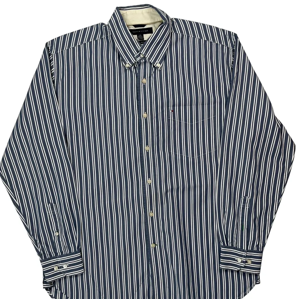 Tommy Hilfiger Striped Shirt - Large Blue Cotton - Image 4