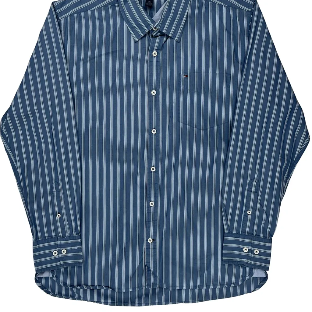 Tommy Hilfiger Striped Shirt - Large Blue Cotton - Image 5