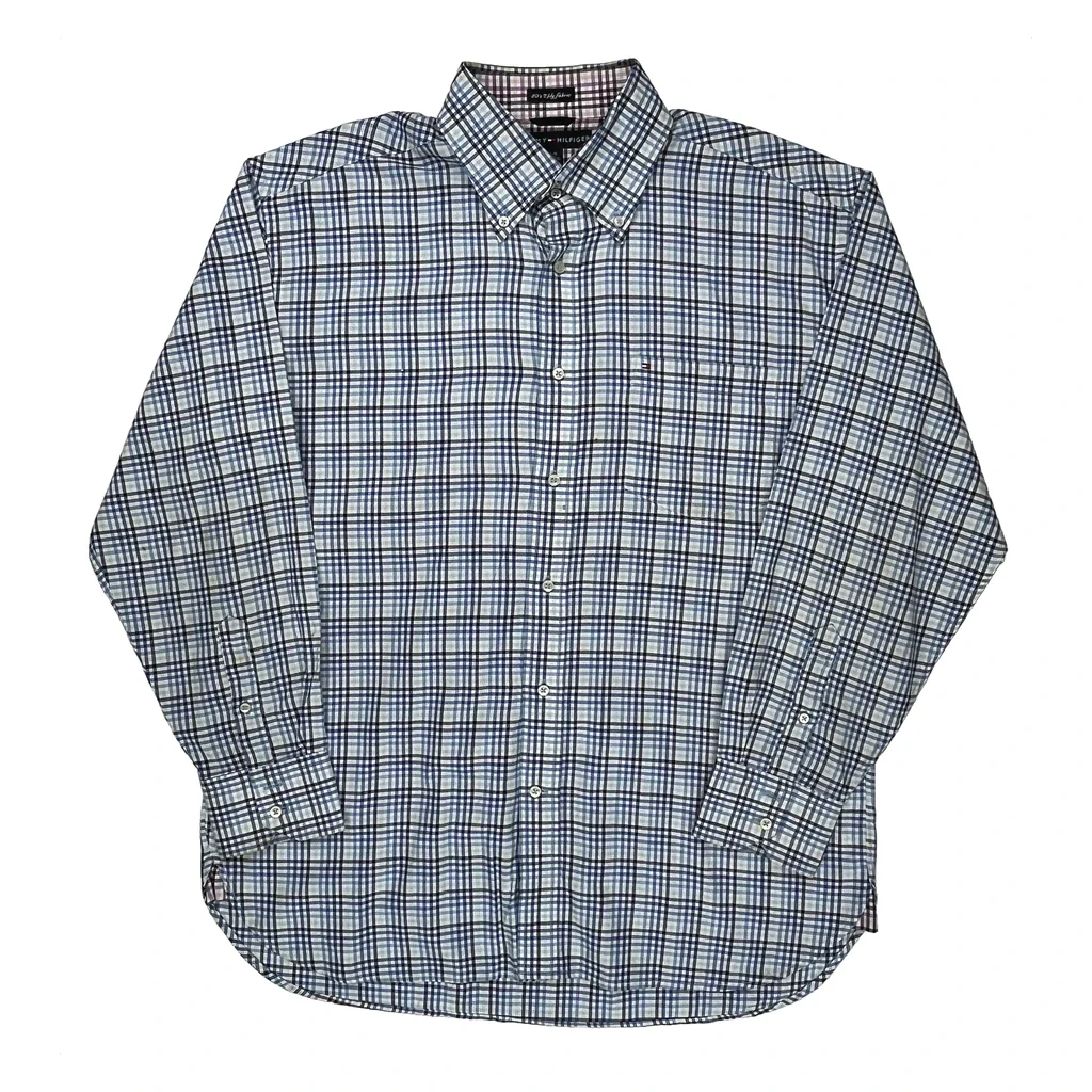 Tommy Hilfiger Checked Shirt - Large Blue Cotton