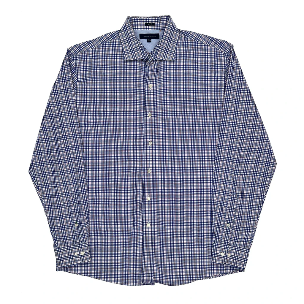 Tommy Hilfiger Checked Shirt - Large Blue Cotton