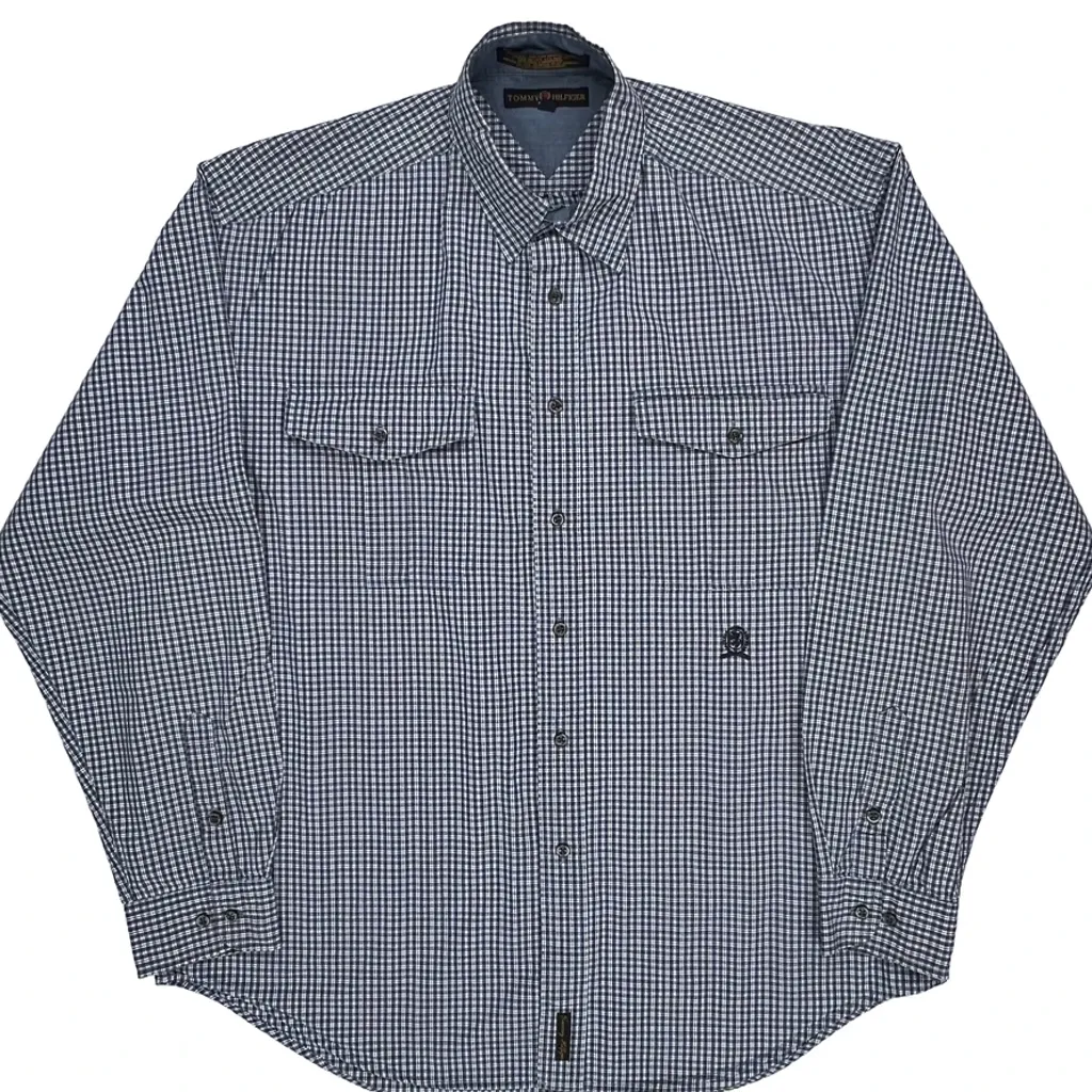 Tommy Hilfiger Checked Shirt - Large Blue Cotton - Image 5