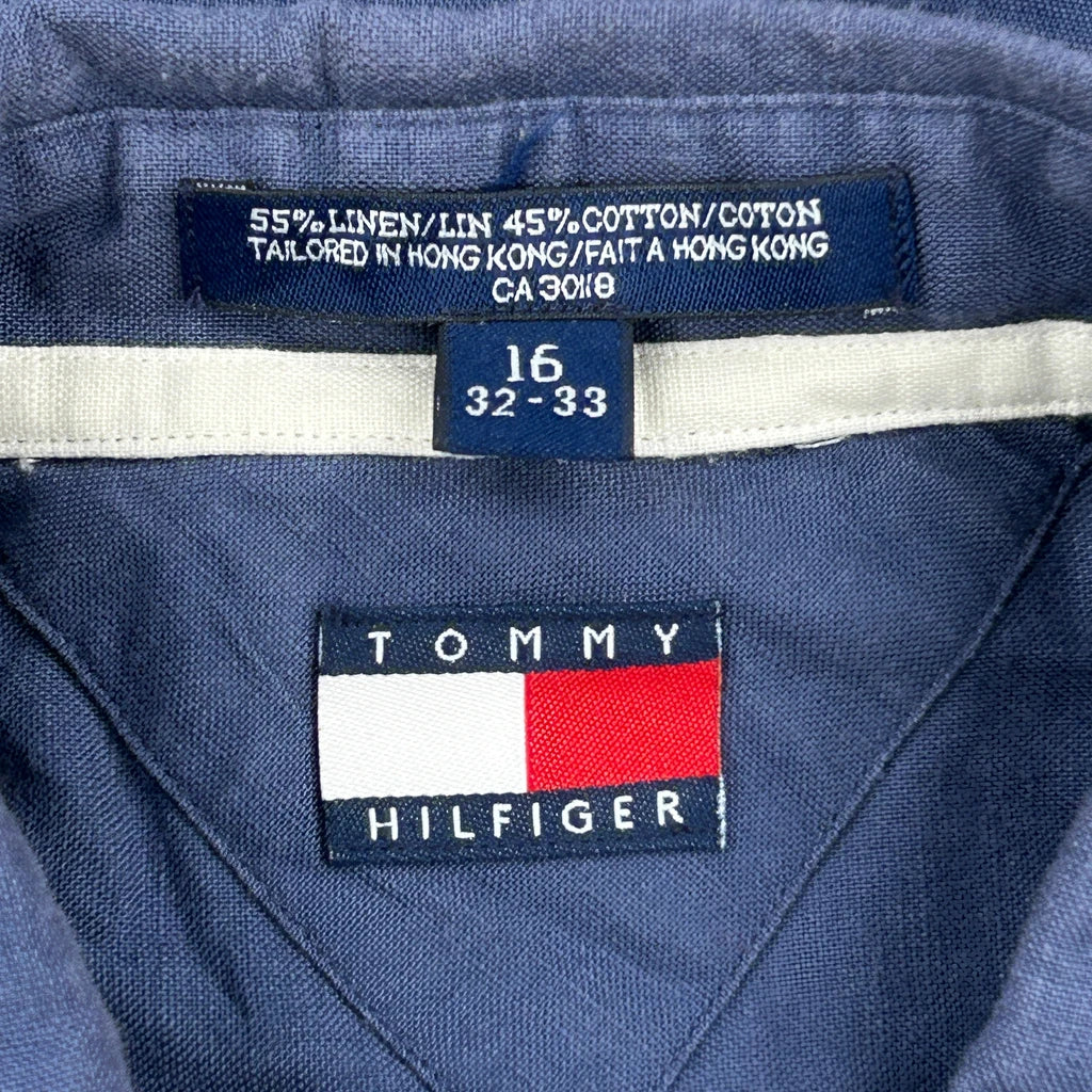 Tommy Hilfiger Shirt - Large Blue Linen Blend - Image 3