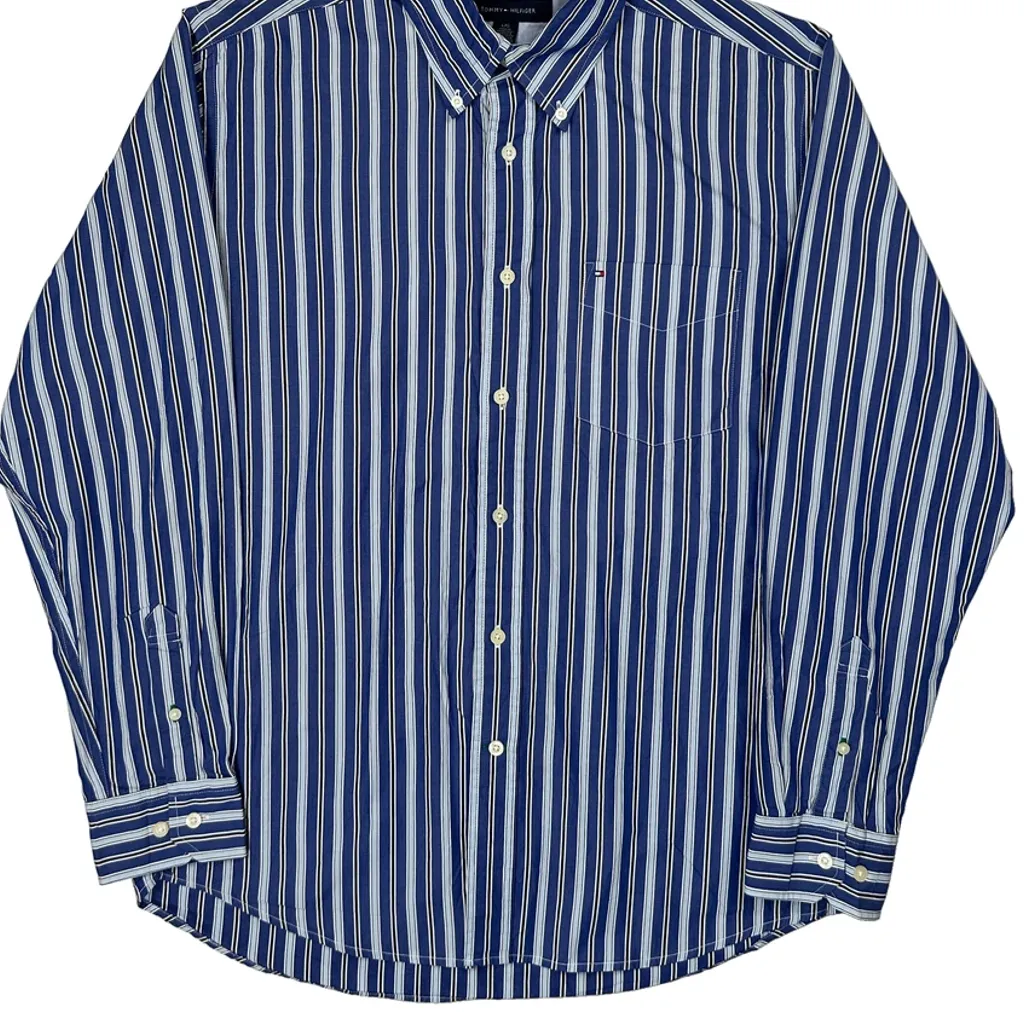 Tommy Hilfiger Striped Shirt - Large Blue Cotton - Image 4
