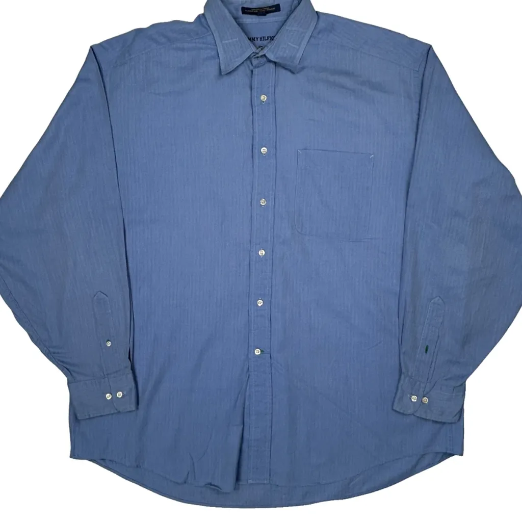 Tommy Hilfiger Shirt - Large Blue Cotton - Image 5
