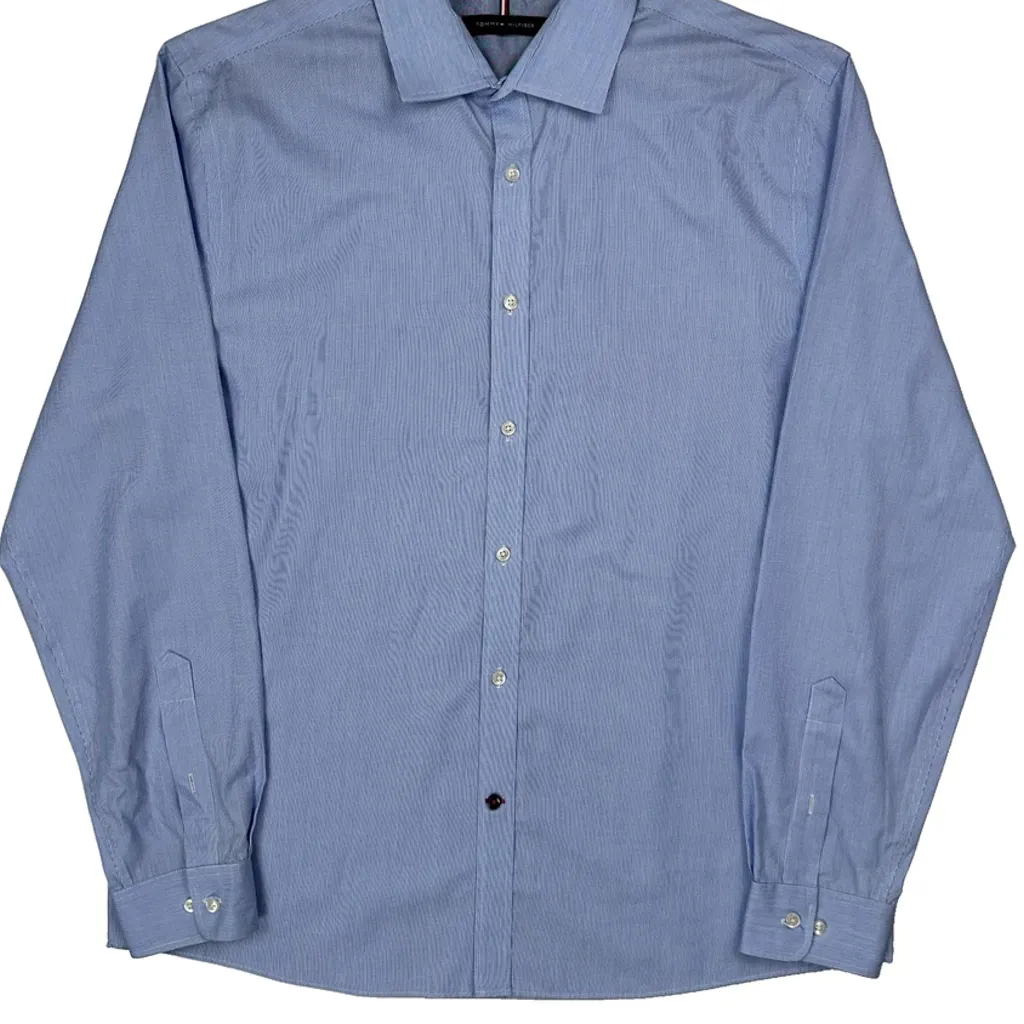 Tommy Hilfiger Slim Fit Shirt - Large Blue Cotton - Image 4