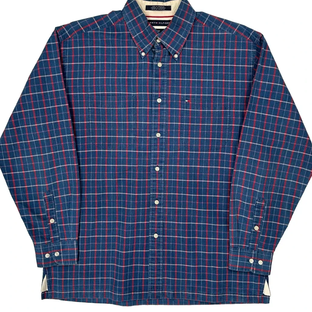 Tommy Hilfiger Checked Shirt - Large Blue Cotton - Image 4