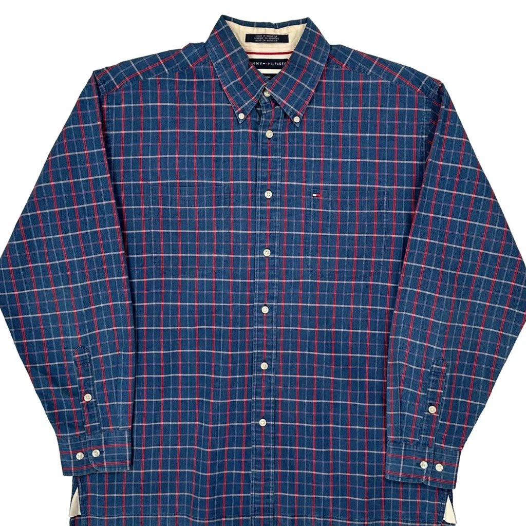 Tommy Hilfiger Checked Shirt - Large Blue Cotton - Image 5