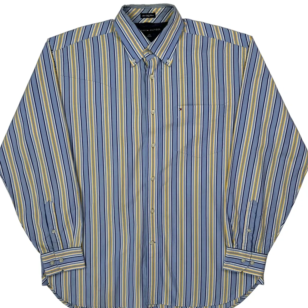Tommy Hilfiger Striped Shirt - Large Blue Cotton - Image 4