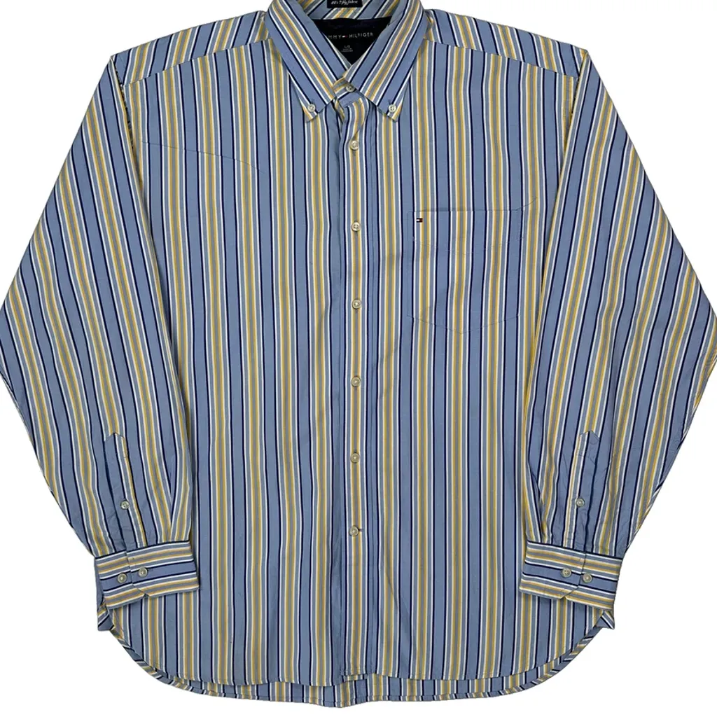 Tommy Hilfiger Striped Shirt - Large Blue Cotton - Image 5