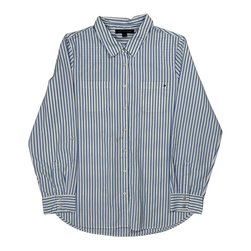Tommy Hilfiger Striped Shirt - Large Blue Cotton