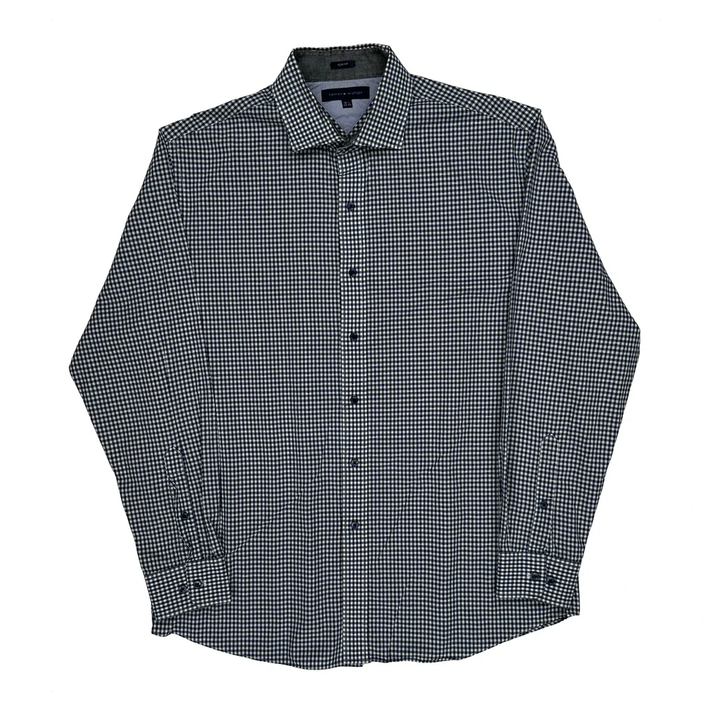 Tommy Hilfiger Slim Fit Shirt - Large Blue Cotton