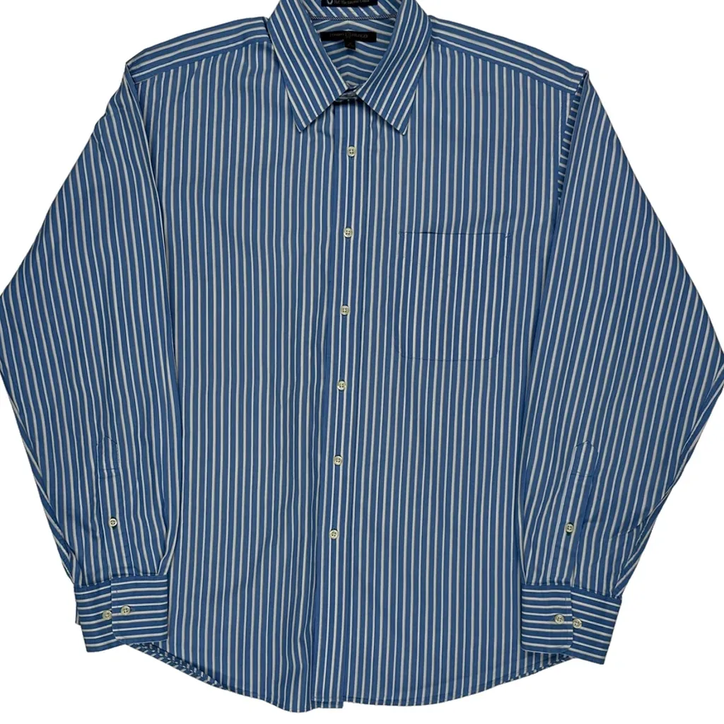 Tommy Hilfiger Striped Shirt - Large Blue Cotton - Image 5