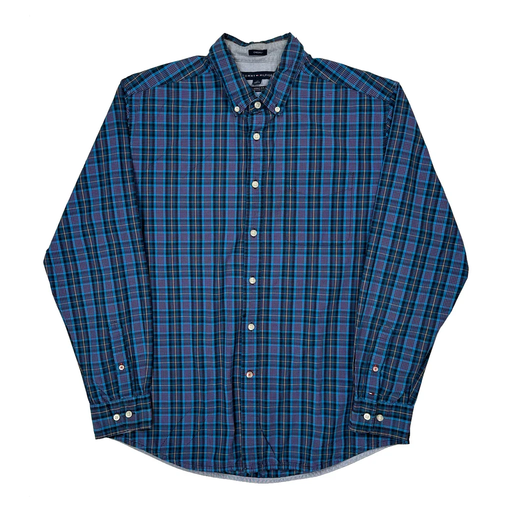 Tommy Hilfiger Checked Shirt - Large Blue Cotton