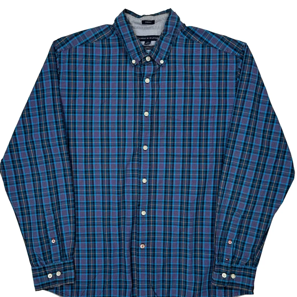Tommy Hilfiger Checked Shirt - Large Blue Cotton - Image 4