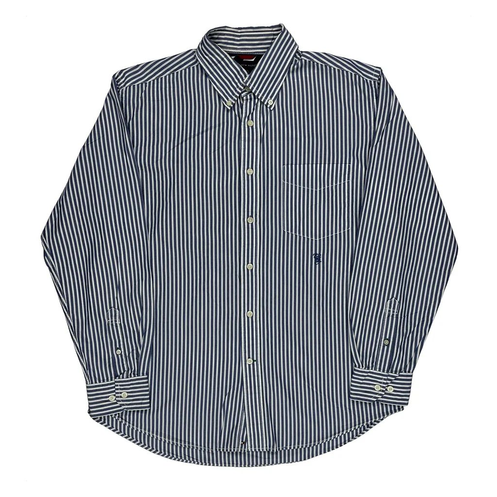 Tommy Hilfiger Striped Shirt - Large Blue Cotton