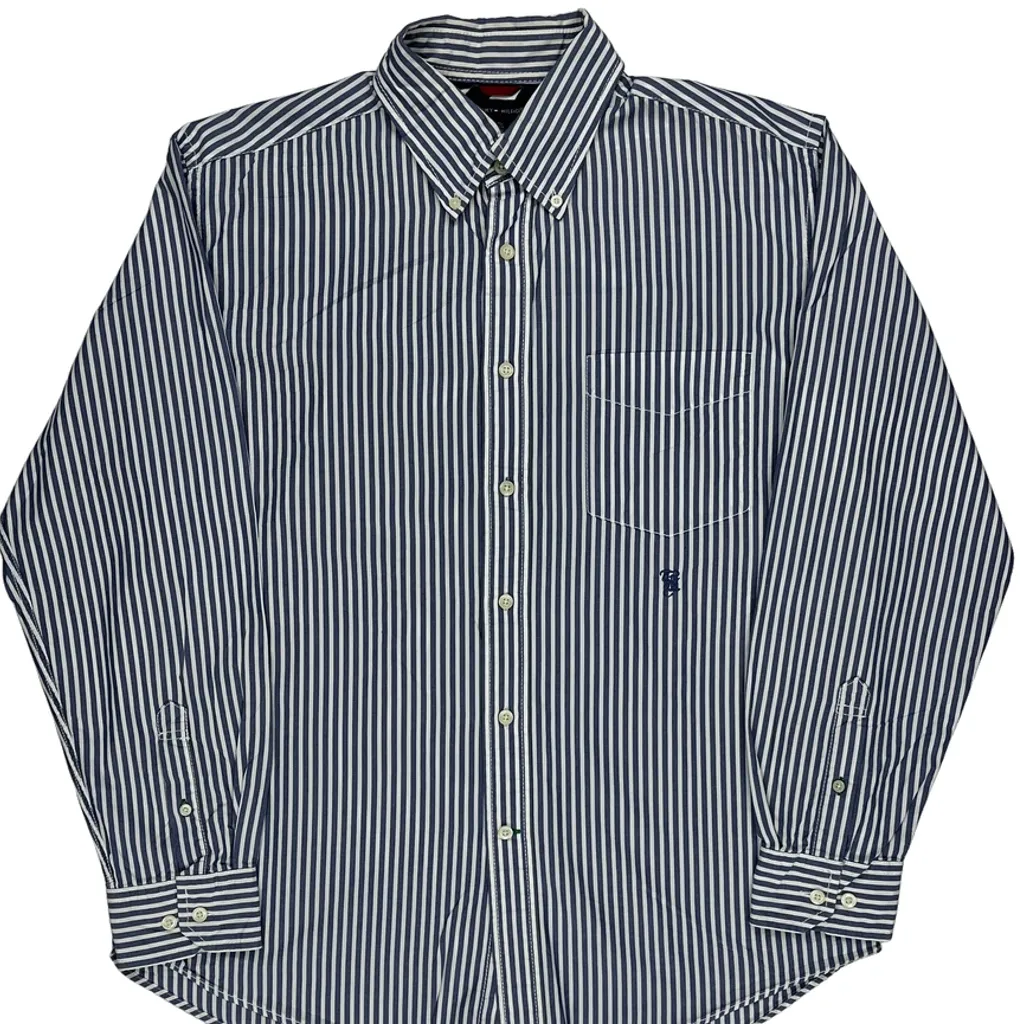 Tommy Hilfiger Striped Shirt - Large Blue Cotton - Image 4