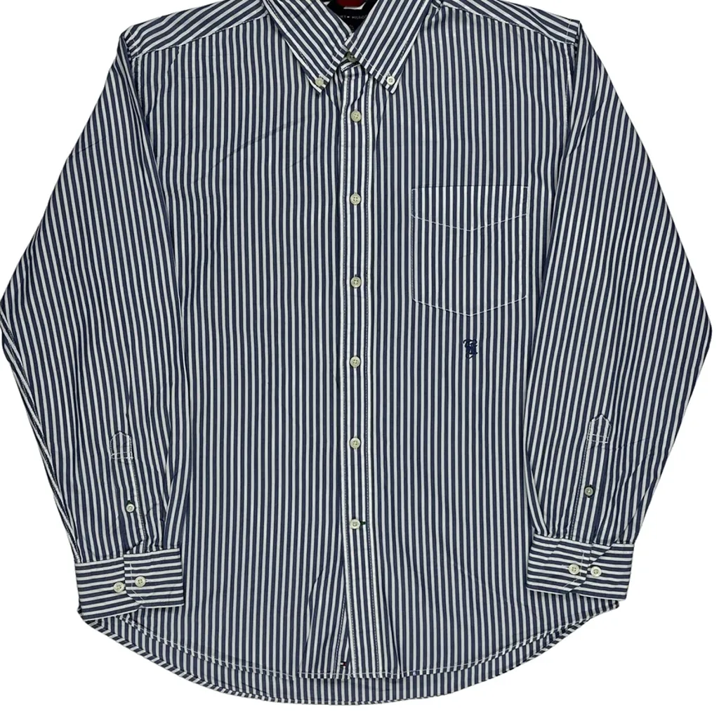 Tommy Hilfiger Striped Shirt - Large Blue Cotton - Image 5