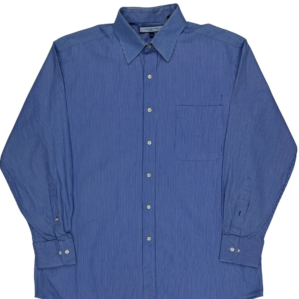 Tommy Hilfiger Striped Shirt - Large Blue Cotton - Image 5