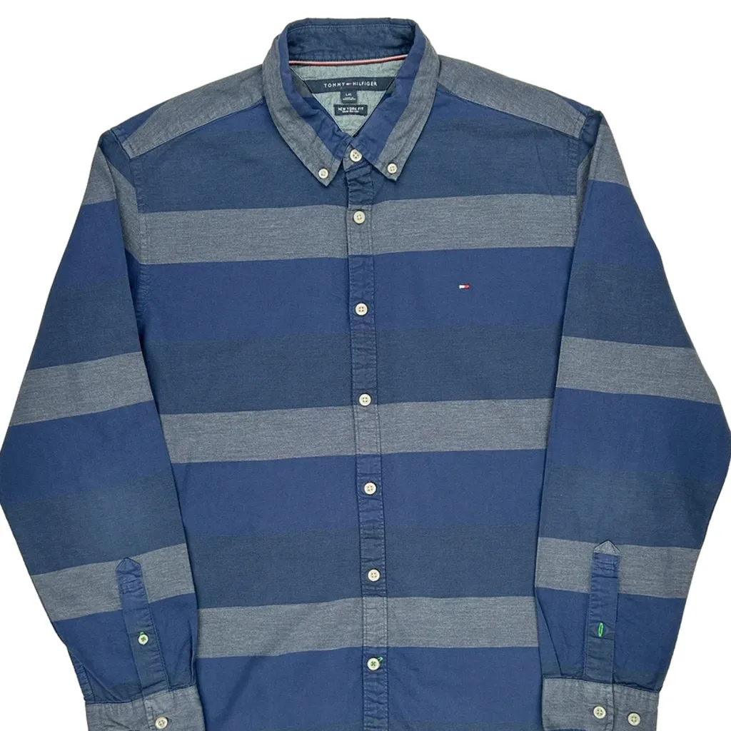 Tommy Hilfiger Striped Shirt - Large Blue Cotton - Image 4
