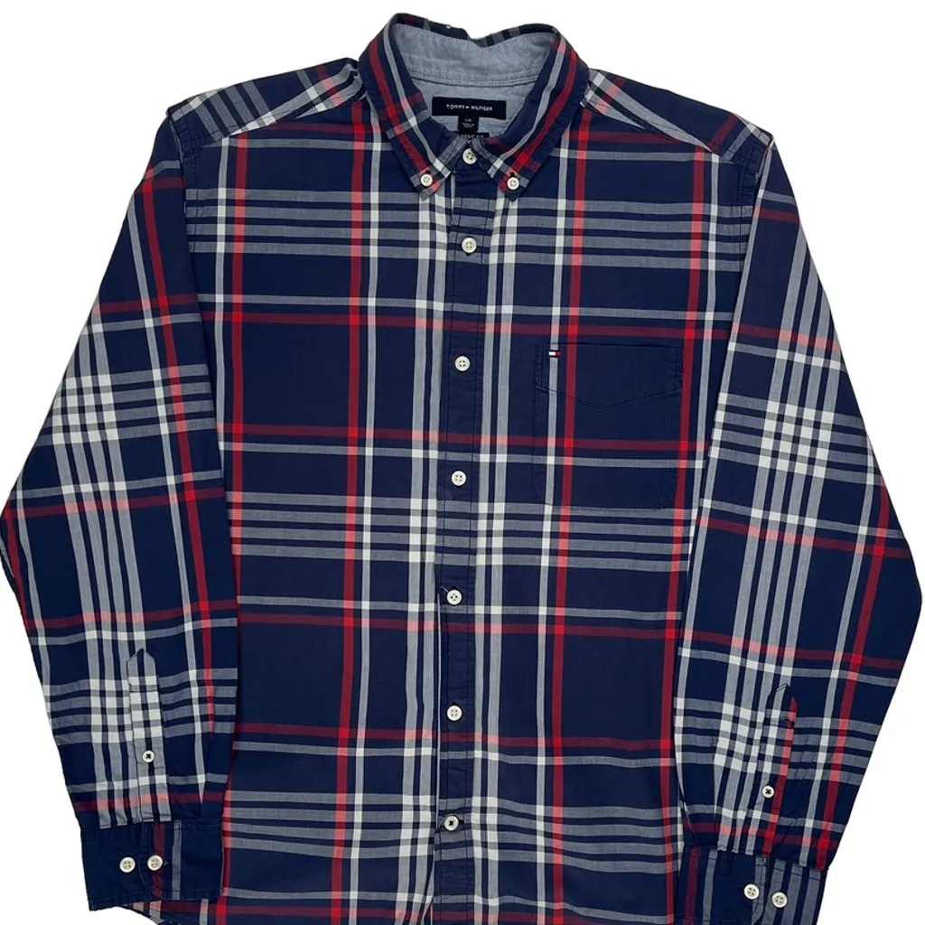 Tommy Hilfiger Checked Shirt - Large Blue Cotton - Image 5