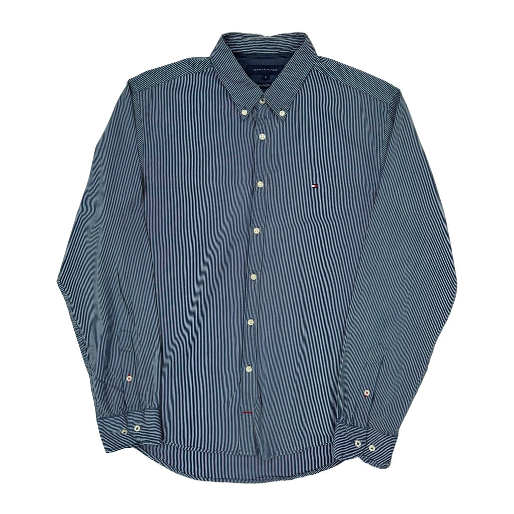 Tommy Hilfiger Striped Shirt - Large Blue Cotton