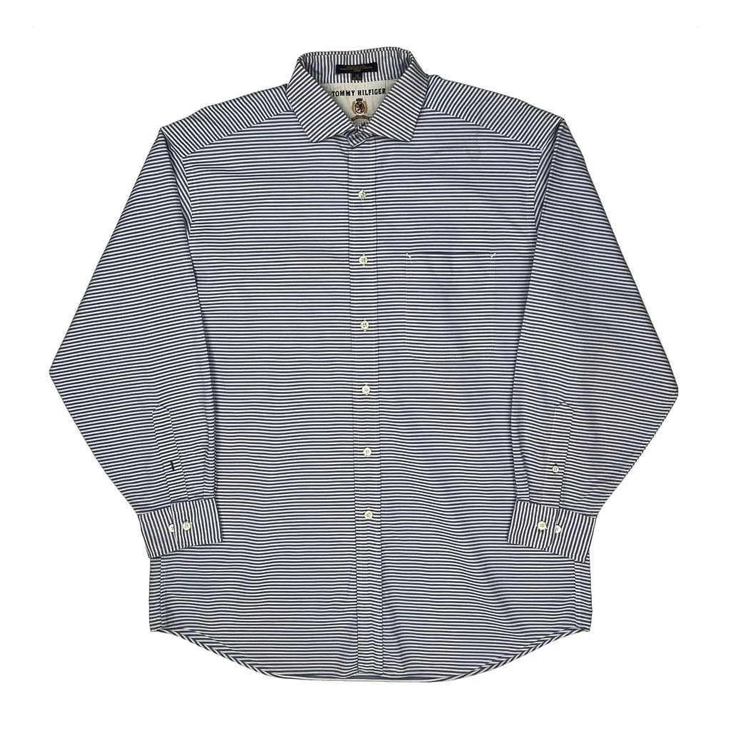 Tommy Hilfiger Striped Shirt - Large Blue Cotton