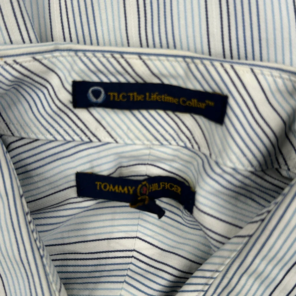 Tommy Hilfiger Striped Shirt - Large Blue Cotton - Image 3
