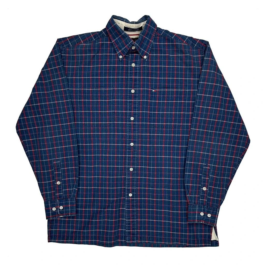 Tommy Hilfiger Checked Shirt - Medium Blue Cotton