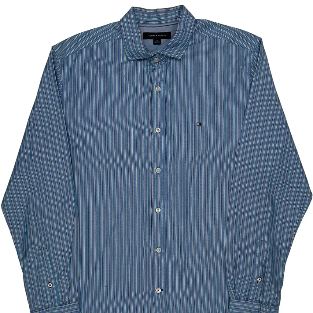 Tommy Hilfiger Striped Shirt - Medium Blue Cotton - Image 5