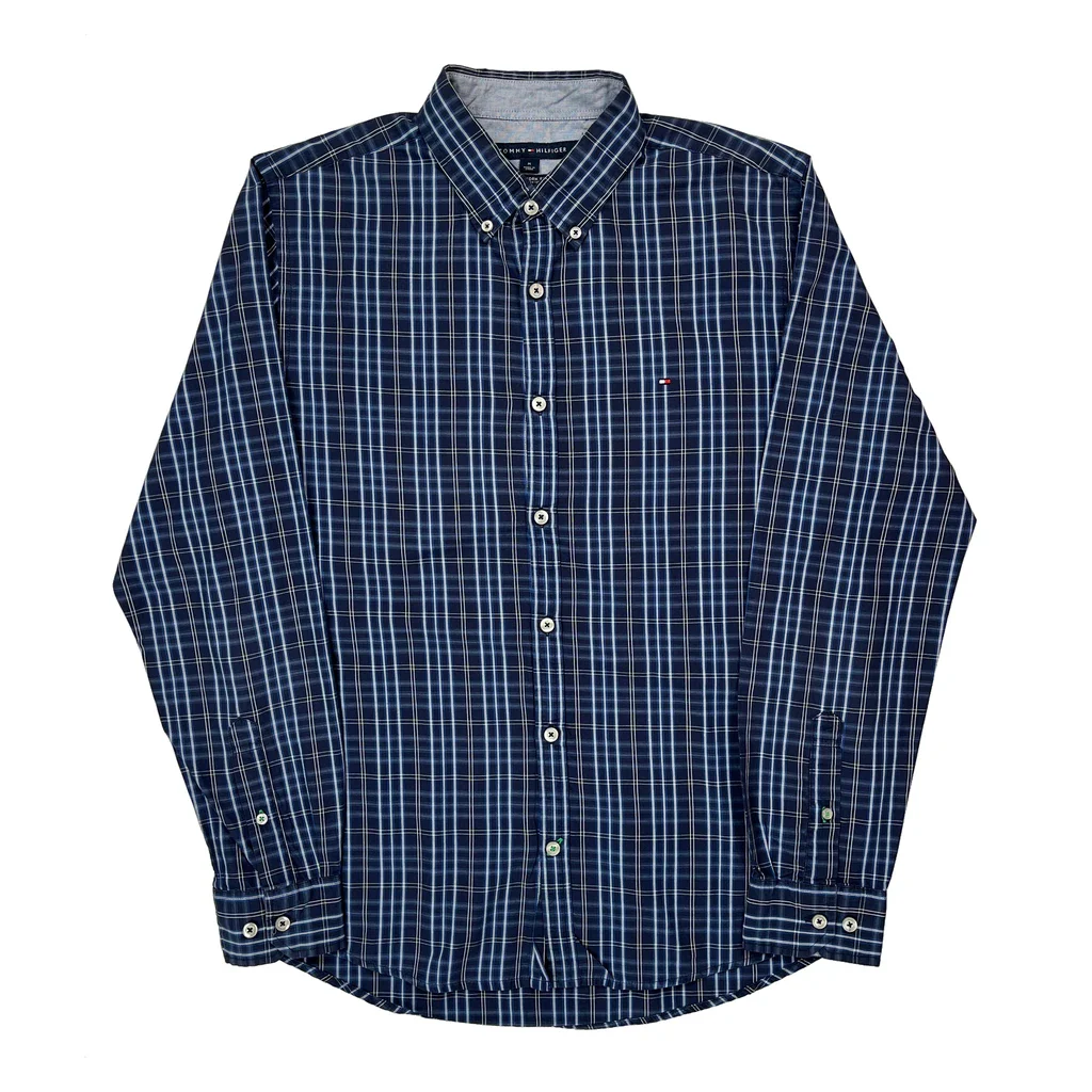 Tommy Hilfiger Checked Shirt - Medium Blue Cotton