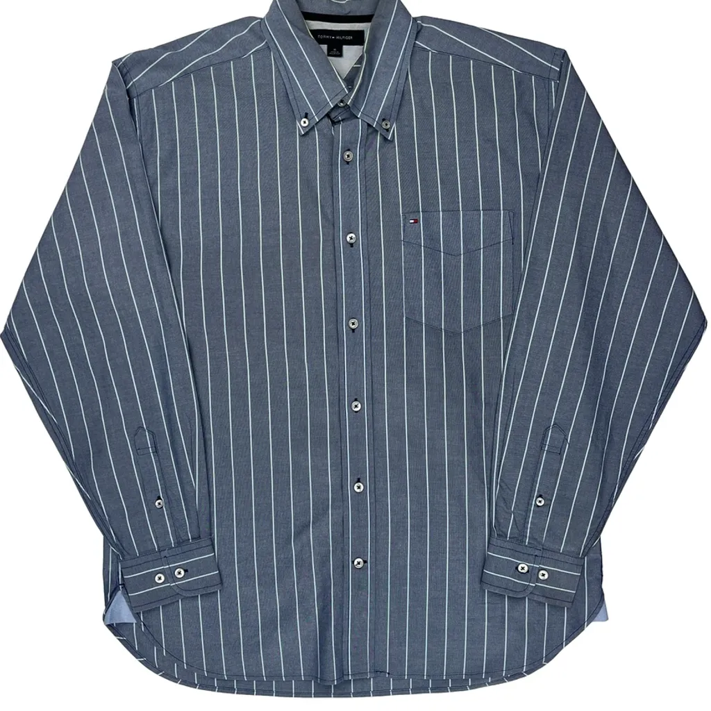Tommy Hilfiger Striped Shirt - Medium Blue Cotton - Image 5