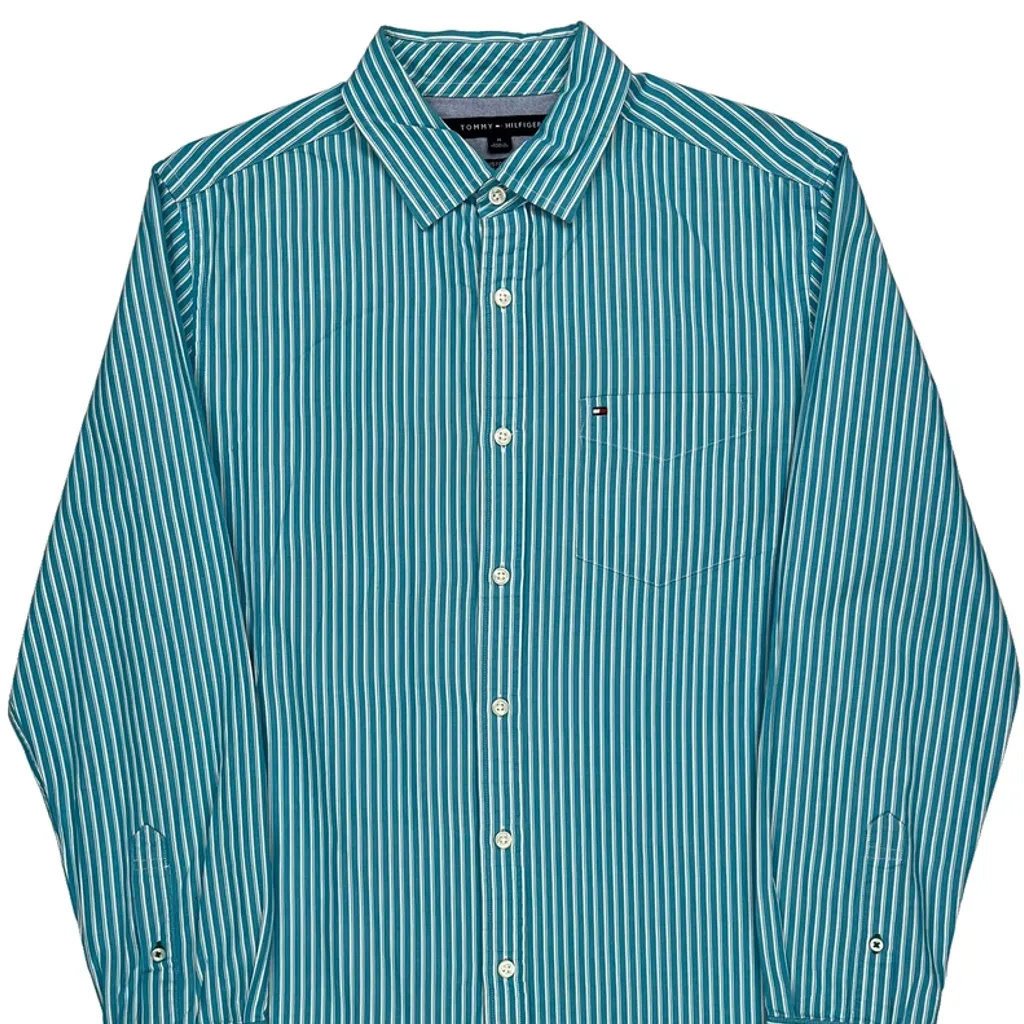 Tommy Hilfiger Striped Shirt - Medium Blue Cotton - Image 4