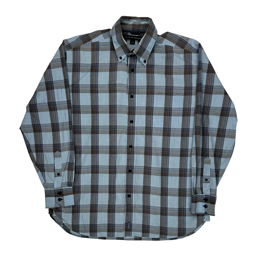 Tommy Hilfiger Checked Shirt - Medium Blue Cotton