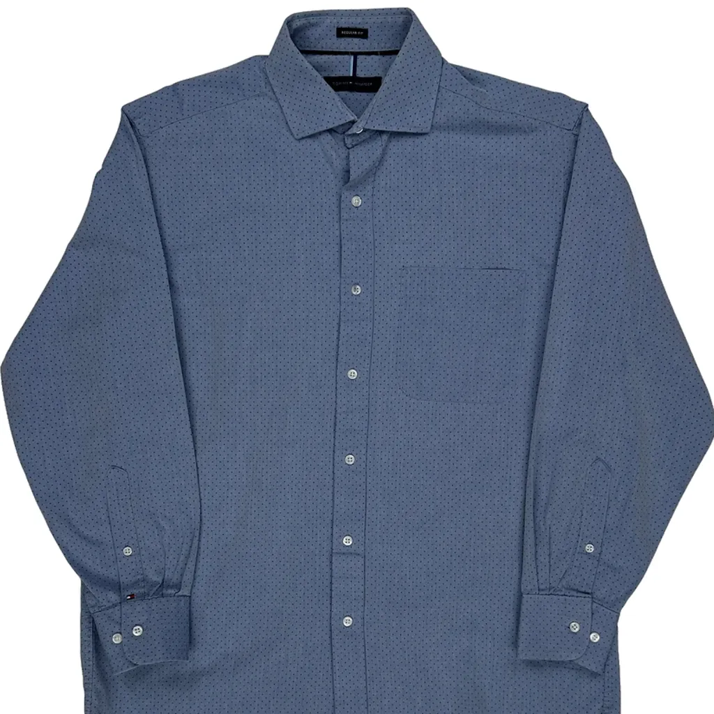 Tommy Hilfiger Polka Dot Shirt - Medium Blue Cotton - Image 4