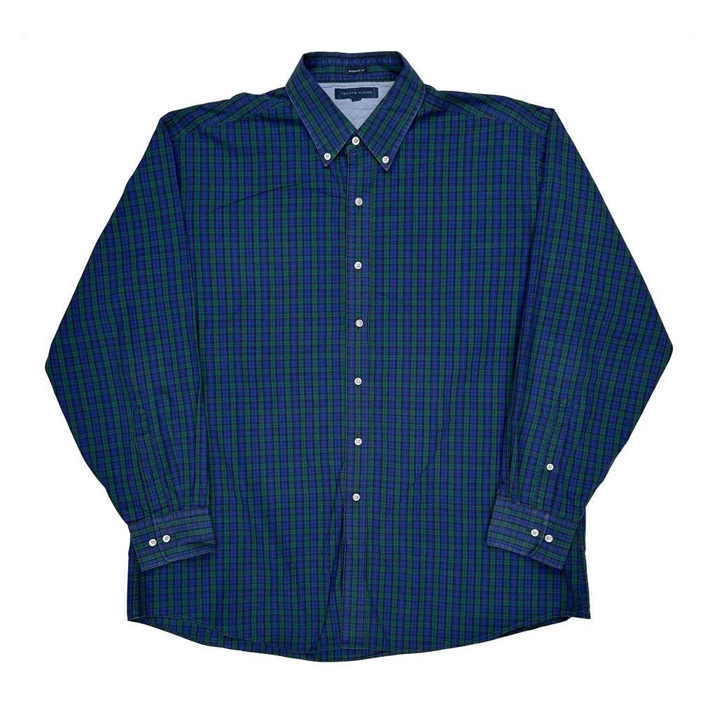 Tommy Hilfiger Checked Shirt - Small Blue Cotton