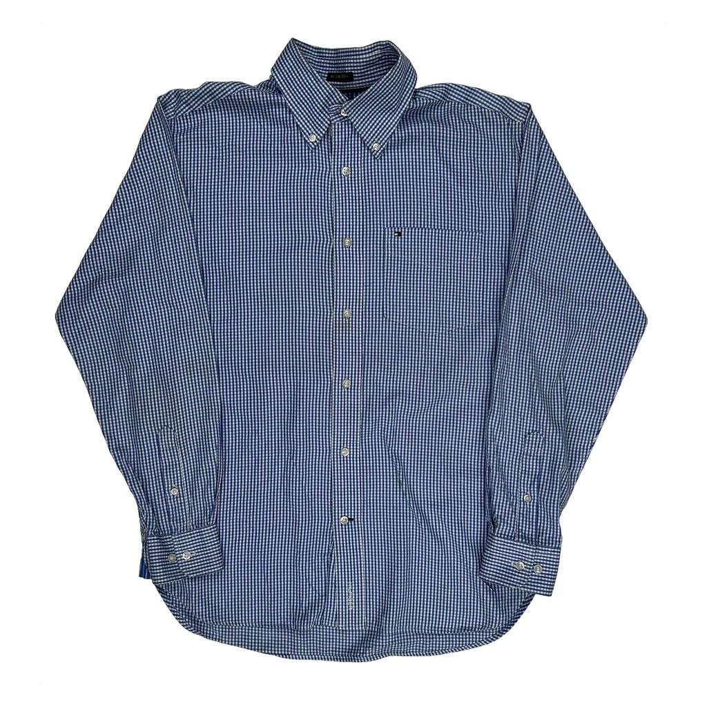 Tommy Hilfiger Checked Shirt - Small Blue Cotton