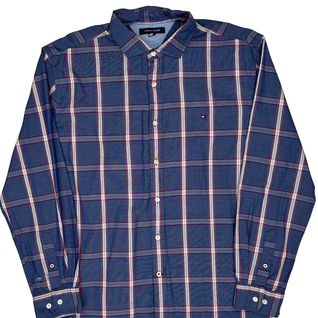 Tommy Hilfiger Checked Shirt - XL Blue Cotton - Image 4