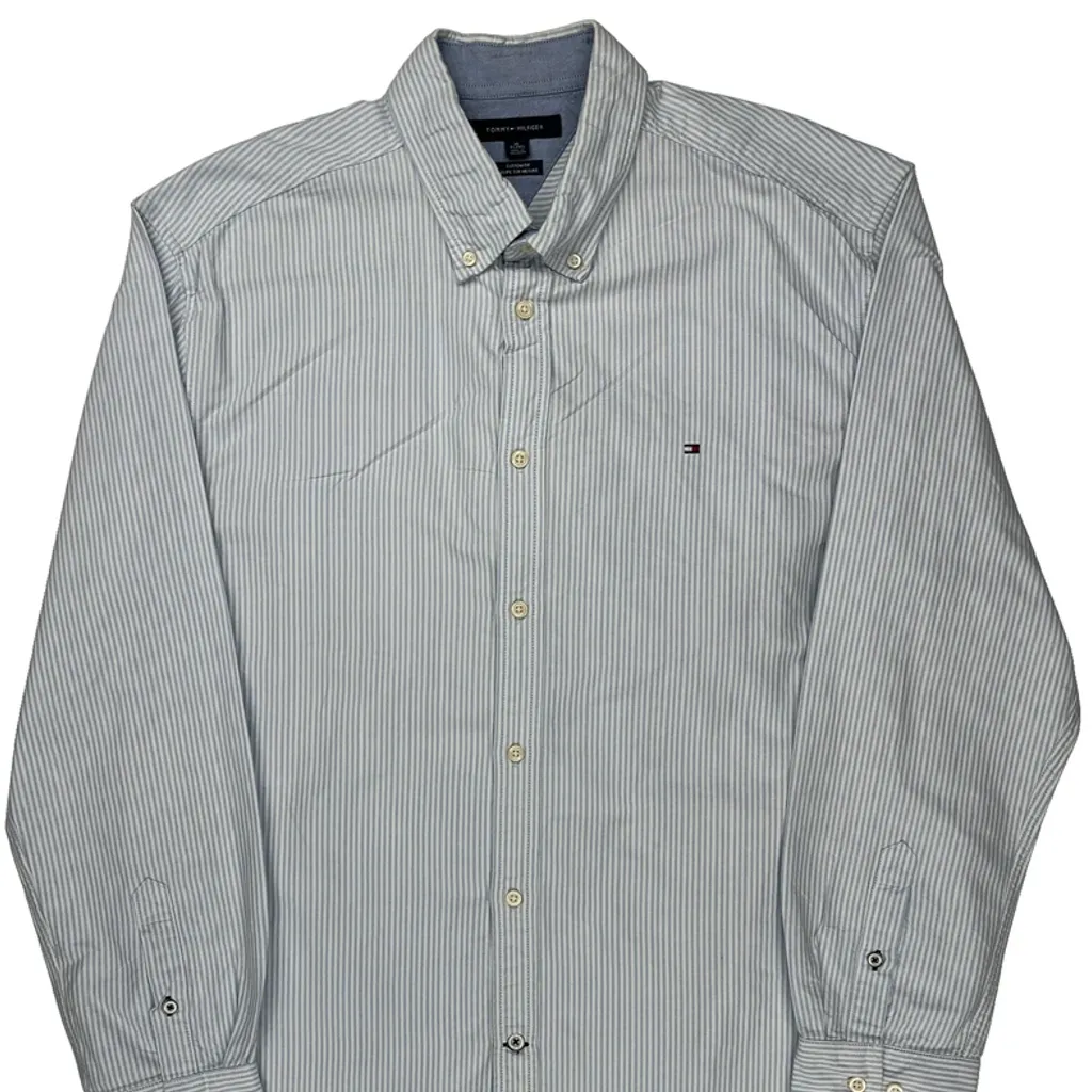 Tommy Hilfiger Striped Shirt - XL Blue Cotton - Image 5