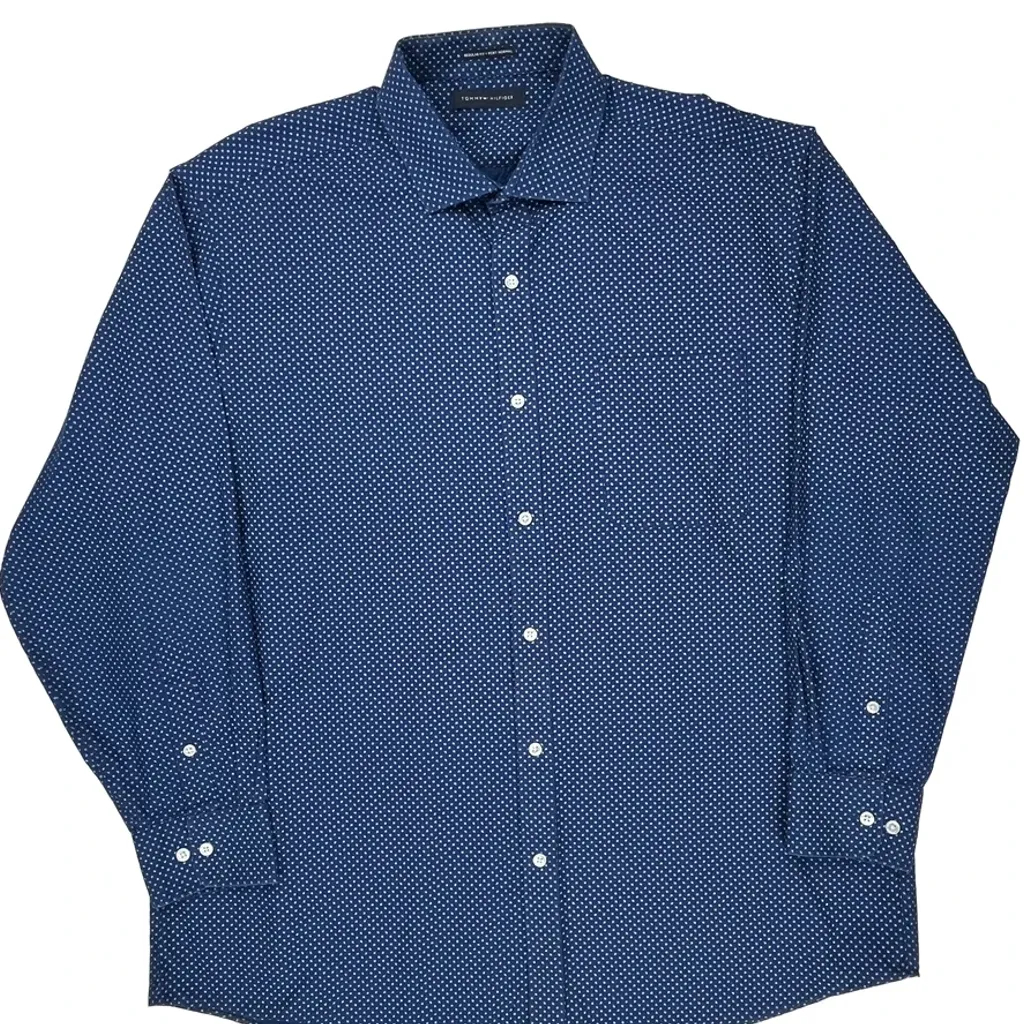 Tommy Hilfiger Polka Dot Shirt - XL Blue Cotton - Image 4