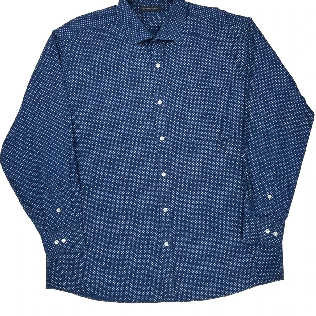 Tommy Hilfiger Polka Dot Shirt - XL Blue Cotton - Image 5