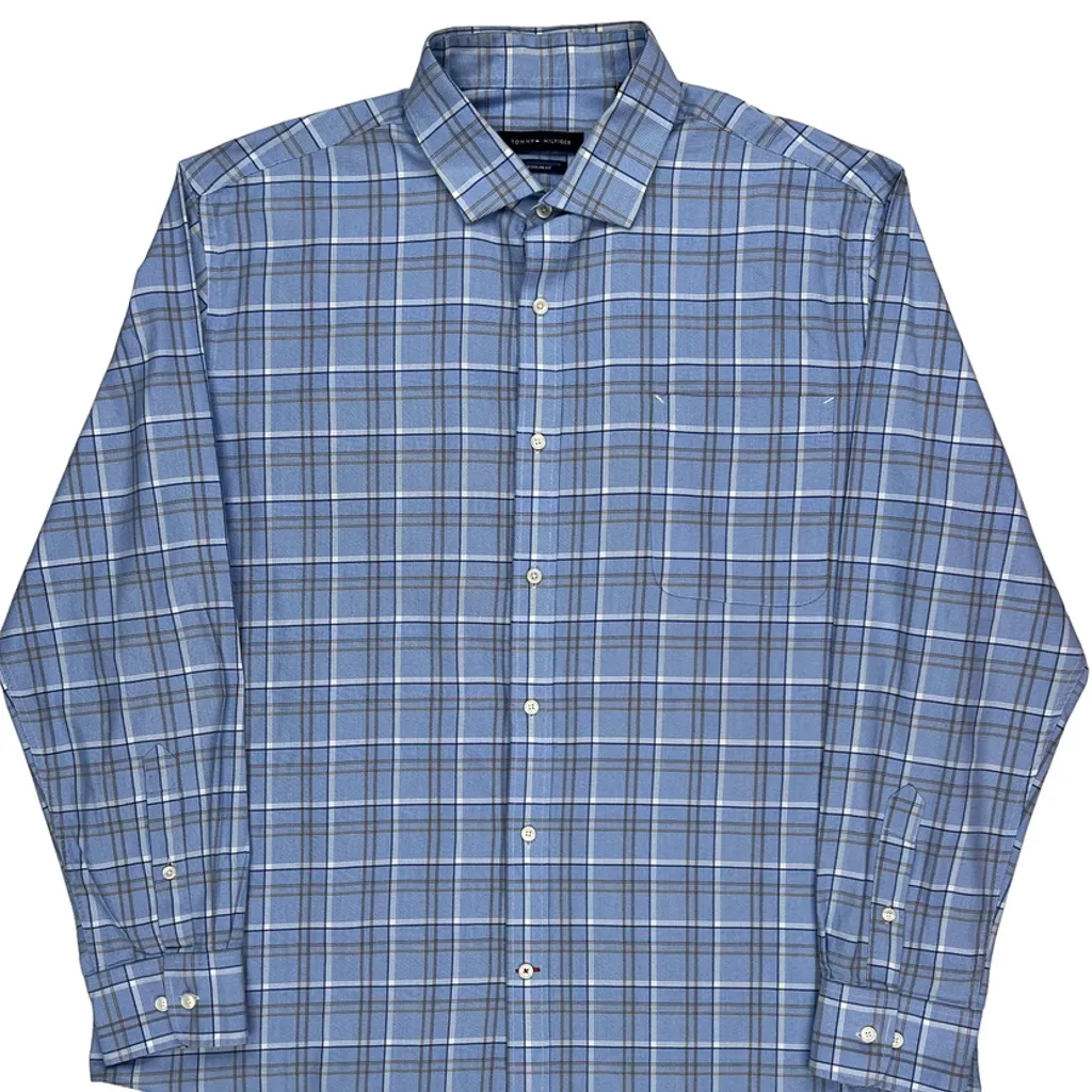 Tommy Hilfiger Checked Shirt - XL Blue Cotton - Image 5
