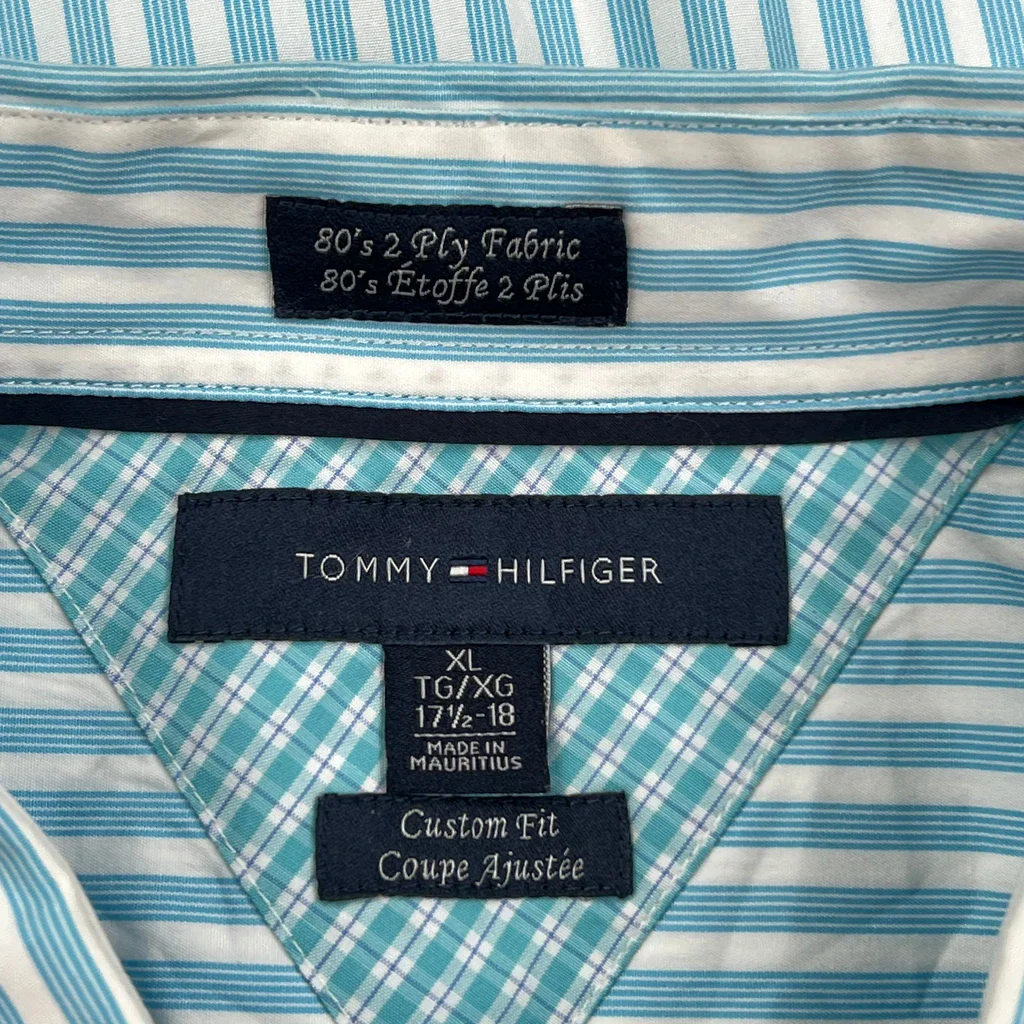 Tommy Hilfiger Striped Shirt - XL Blue Cotton - Image 3