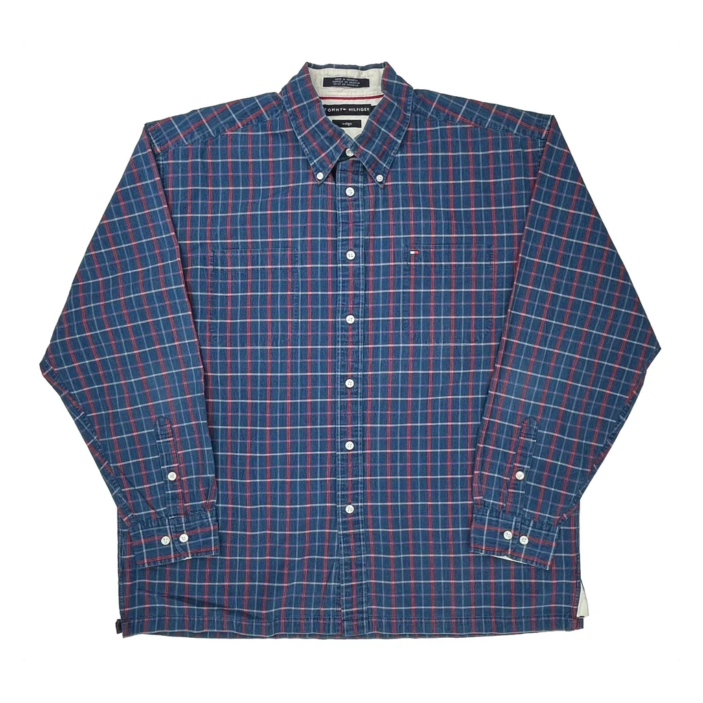 Tommy Hilfiger Checked Shirt - XL Blue Cotton