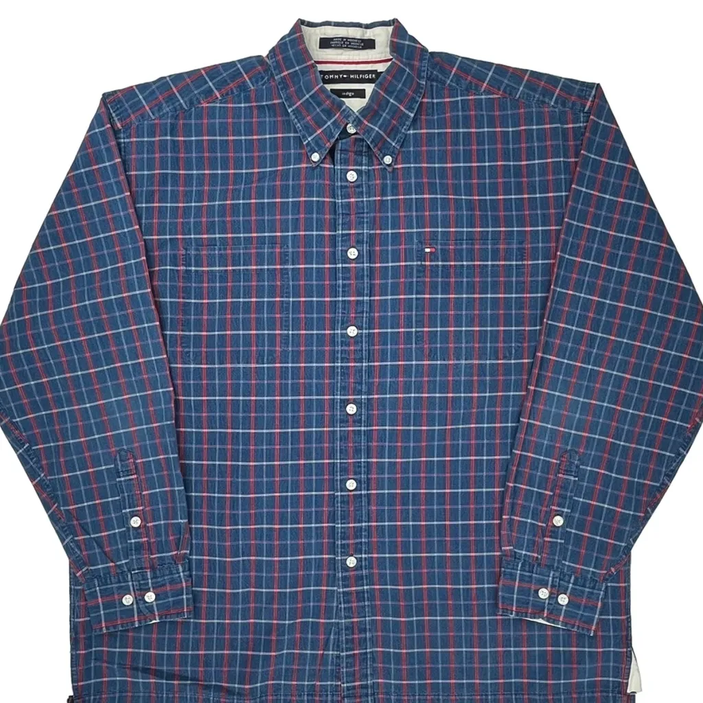Tommy Hilfiger Checked Shirt - XL Blue Cotton - Image 4