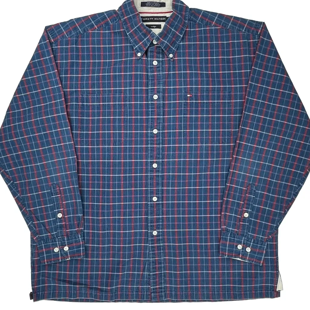 Tommy Hilfiger Checked Shirt - XL Blue Cotton - Image 5