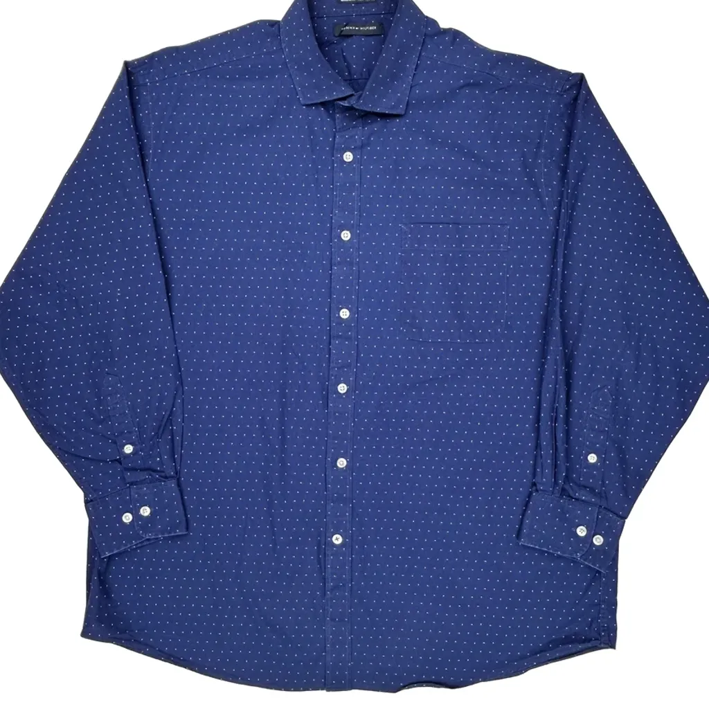 Tommy Hilfiger Polka Dot Shirt - XL Blue Cotton - Image 4