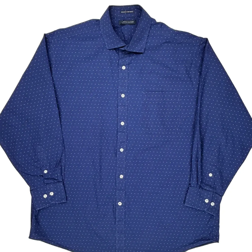 Tommy Hilfiger Polka Dot Shirt - XL Blue Cotton - Image 5