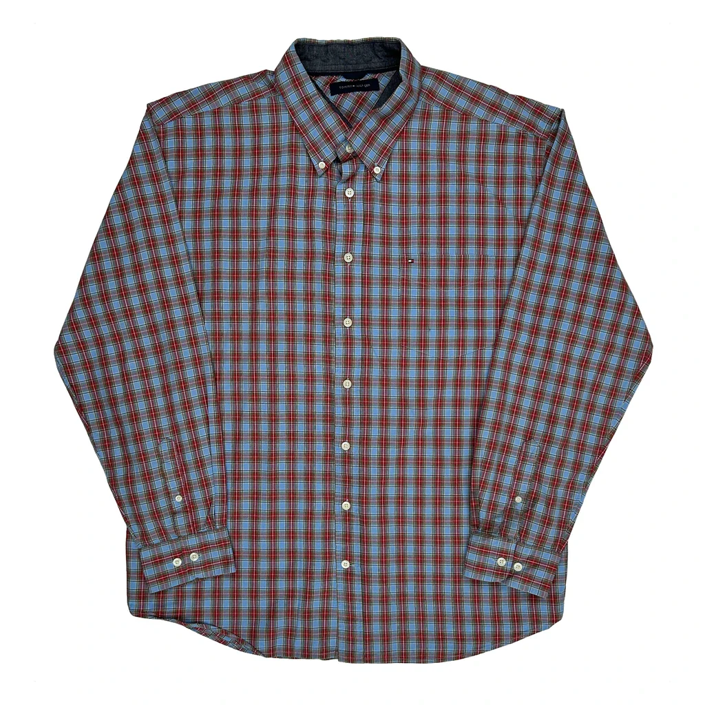 Tommy Hilfiger Checked Shirt - XL Blue Cotton