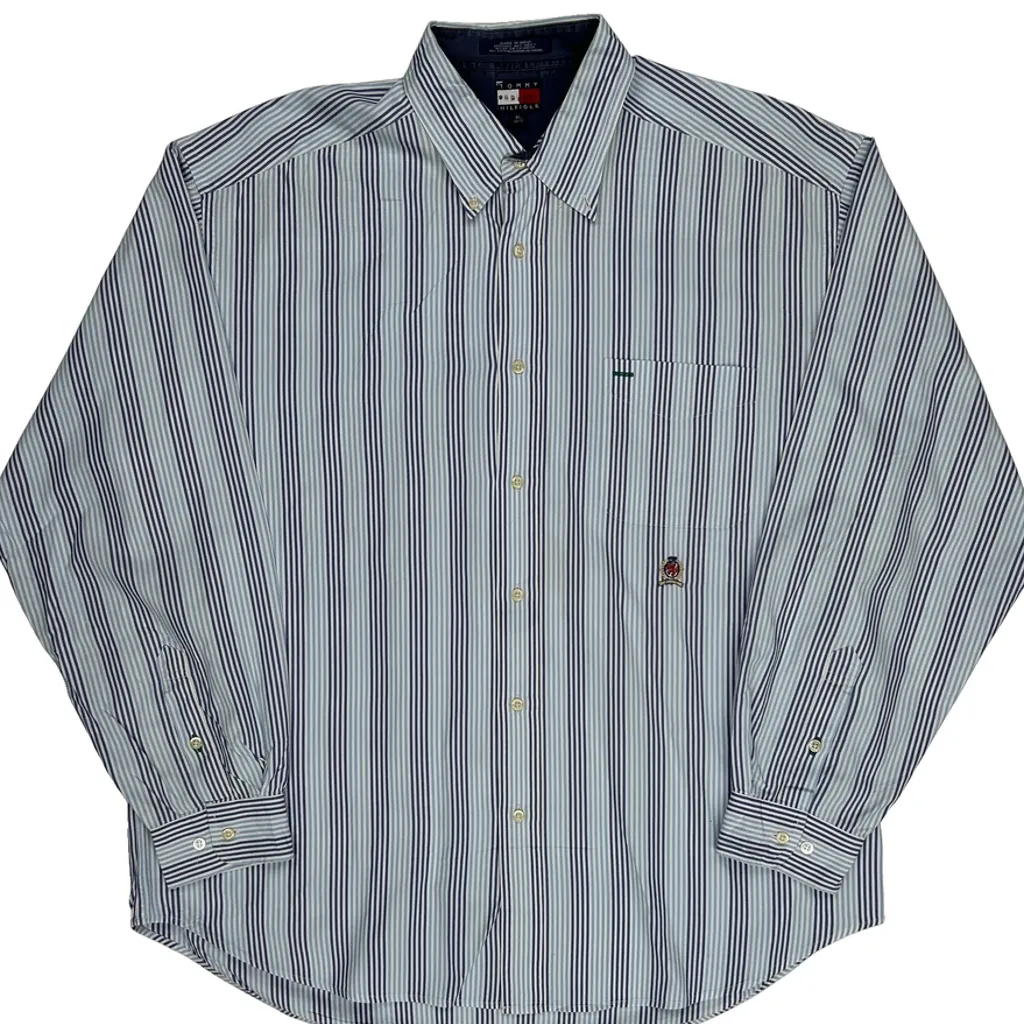 Tommy Hilfiger Striped Shirt - XL Blue Cotton - Image 4